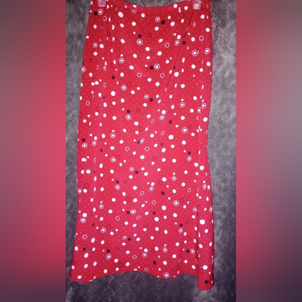 Leslie Fay Red and White Polka Dot Pencil Skirt